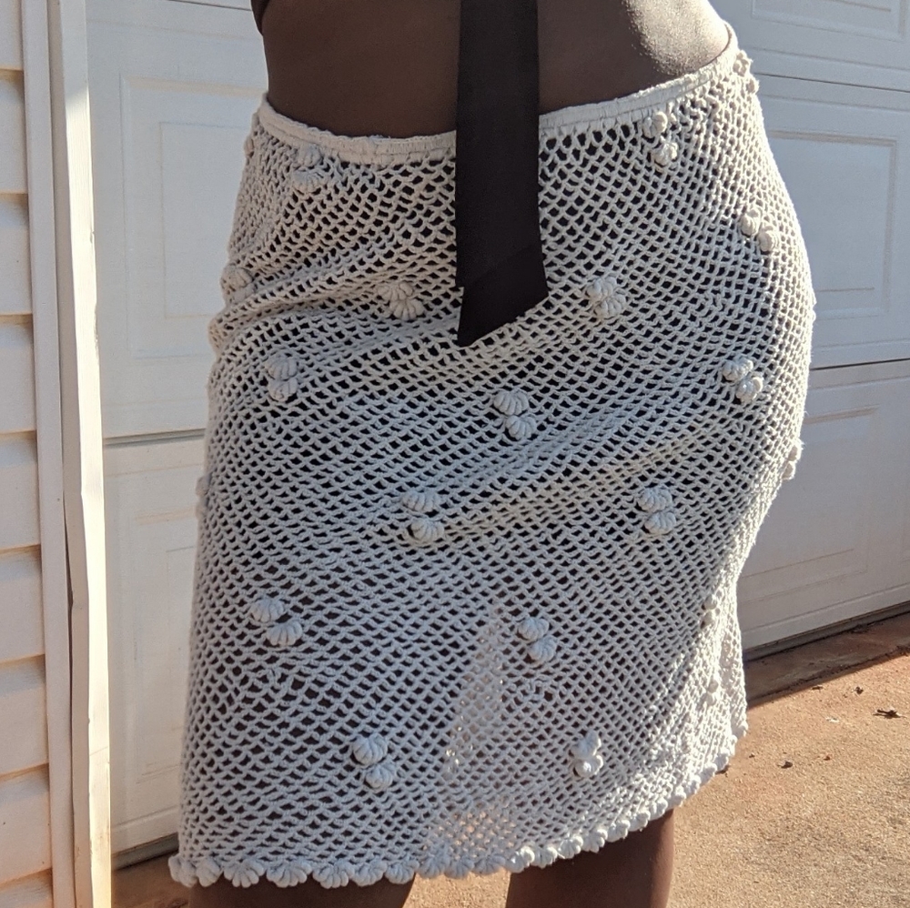 Cream Crochet XL Summer Midi Skirt!